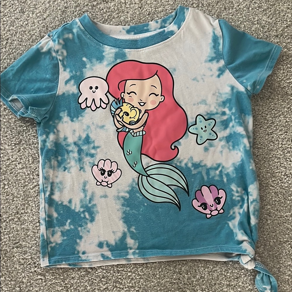 Disney Little Mermaid and friends short sleeve tee with side tie girls size 5/6